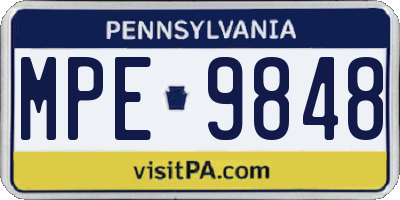 PA license plate MPE9848