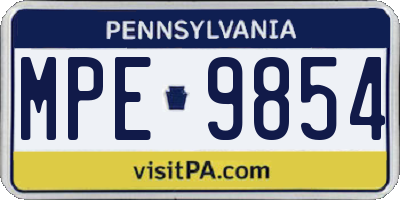 PA license plate MPE9854