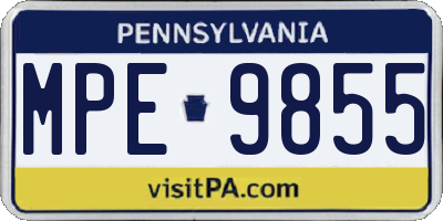 PA license plate MPE9855