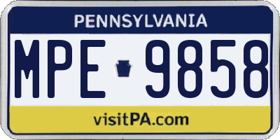 PA license plate MPE9858