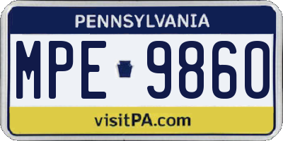 PA license plate MPE9860