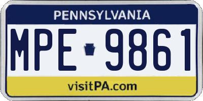 PA license plate MPE9861