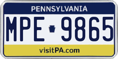 PA license plate MPE9865