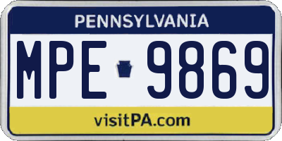 PA license plate MPE9869