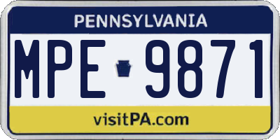 PA license plate MPE9871