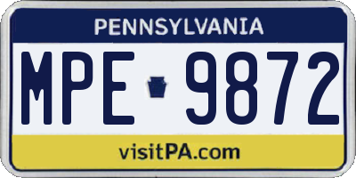 PA license plate MPE9872