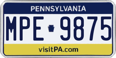 PA license plate MPE9875