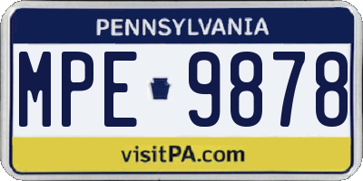 PA license plate MPE9878