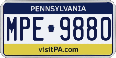 PA license plate MPE9880