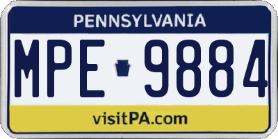 PA license plate MPE9884