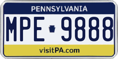 PA license plate MPE9888