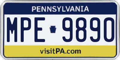PA license plate MPE9890