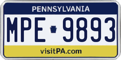 PA license plate MPE9893