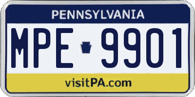 PA license plate MPE9901