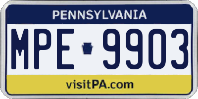 PA license plate MPE9903