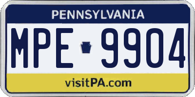 PA license plate MPE9904