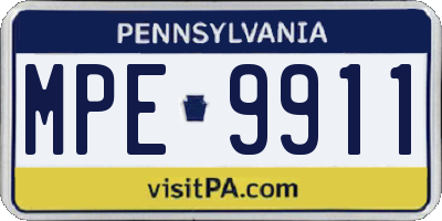 PA license plate MPE9911