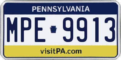PA license plate MPE9913