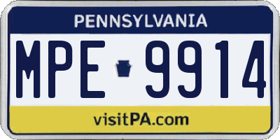 PA license plate MPE9914