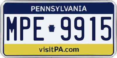 PA license plate MPE9915
