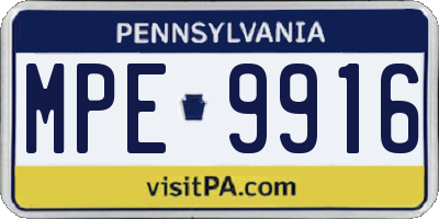 PA license plate MPE9916