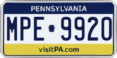PA license plate MPE9920