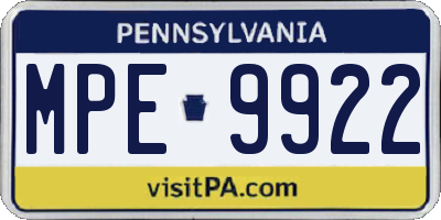 PA license plate MPE9922