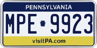 PA license plate MPE9923