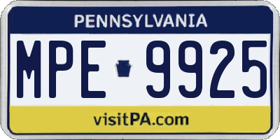 PA license plate MPE9925