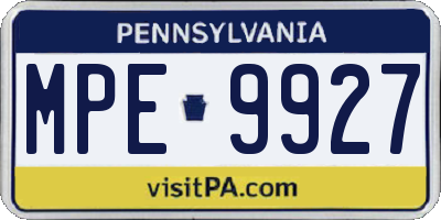 PA license plate MPE9927