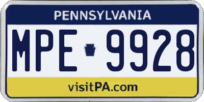 PA license plate MPE9928