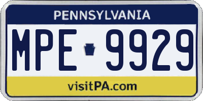 PA license plate MPE9929