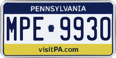 PA license plate MPE9930