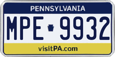 PA license plate MPE9932