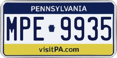 PA license plate MPE9935