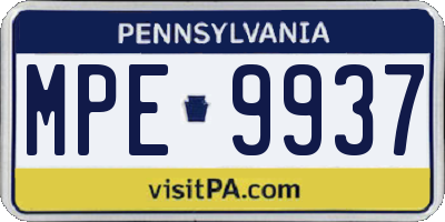 PA license plate MPE9937
