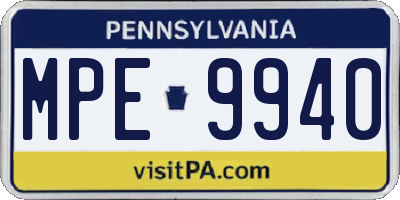 PA license plate MPE9940