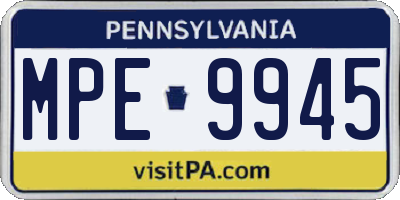 PA license plate MPE9945