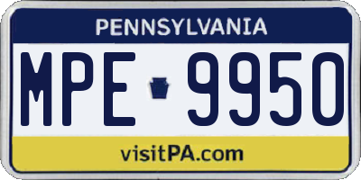 PA license plate MPE9950