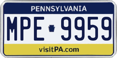 PA license plate MPE9959