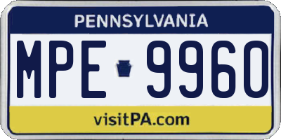 PA license plate MPE9960