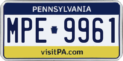 PA license plate MPE9961