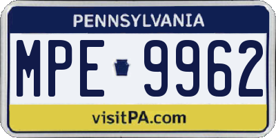 PA license plate MPE9962
