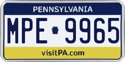 PA license plate MPE9965