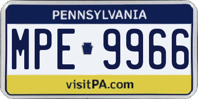 PA license plate MPE9966