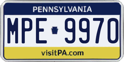 PA license plate MPE9970