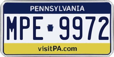 PA license plate MPE9972
