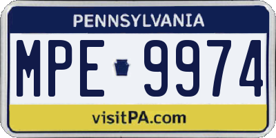 PA license plate MPE9974