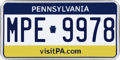 PA license plate MPE9978
