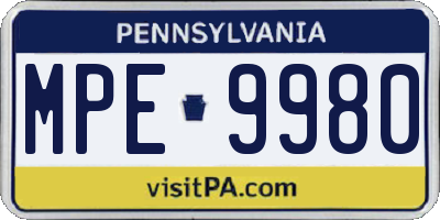 PA license plate MPE9980